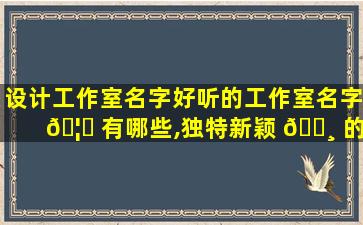 设计工作室名字好听的工作室名字 🦄 有哪些,独特新颖 🌸 的设计工作室名字
